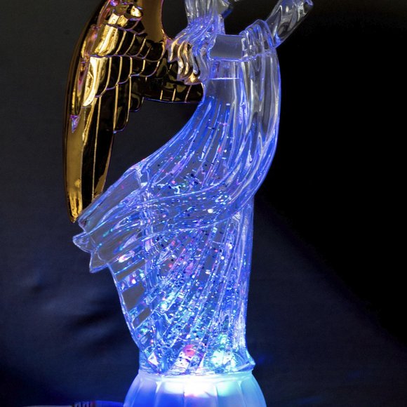 Dalax-Pair of Angel Trumpet LED Lighted Sparkling Color Changing Angel Figurine - Picture 2 of 9